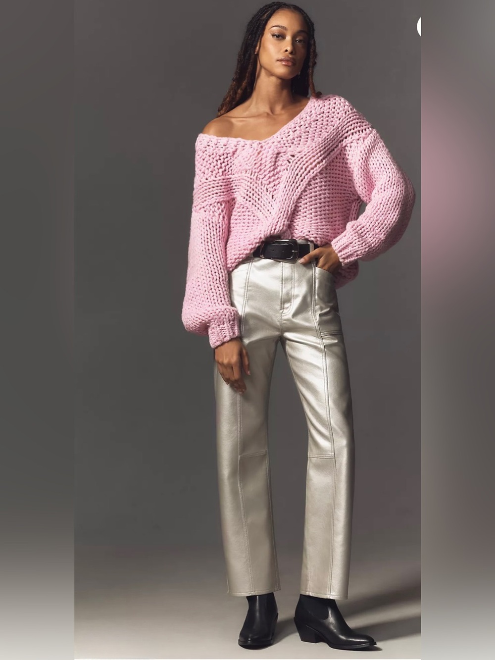 NWT Pistola x Anthropologie Taylor Metallic Faux-Leather High-Rise Arched Pants